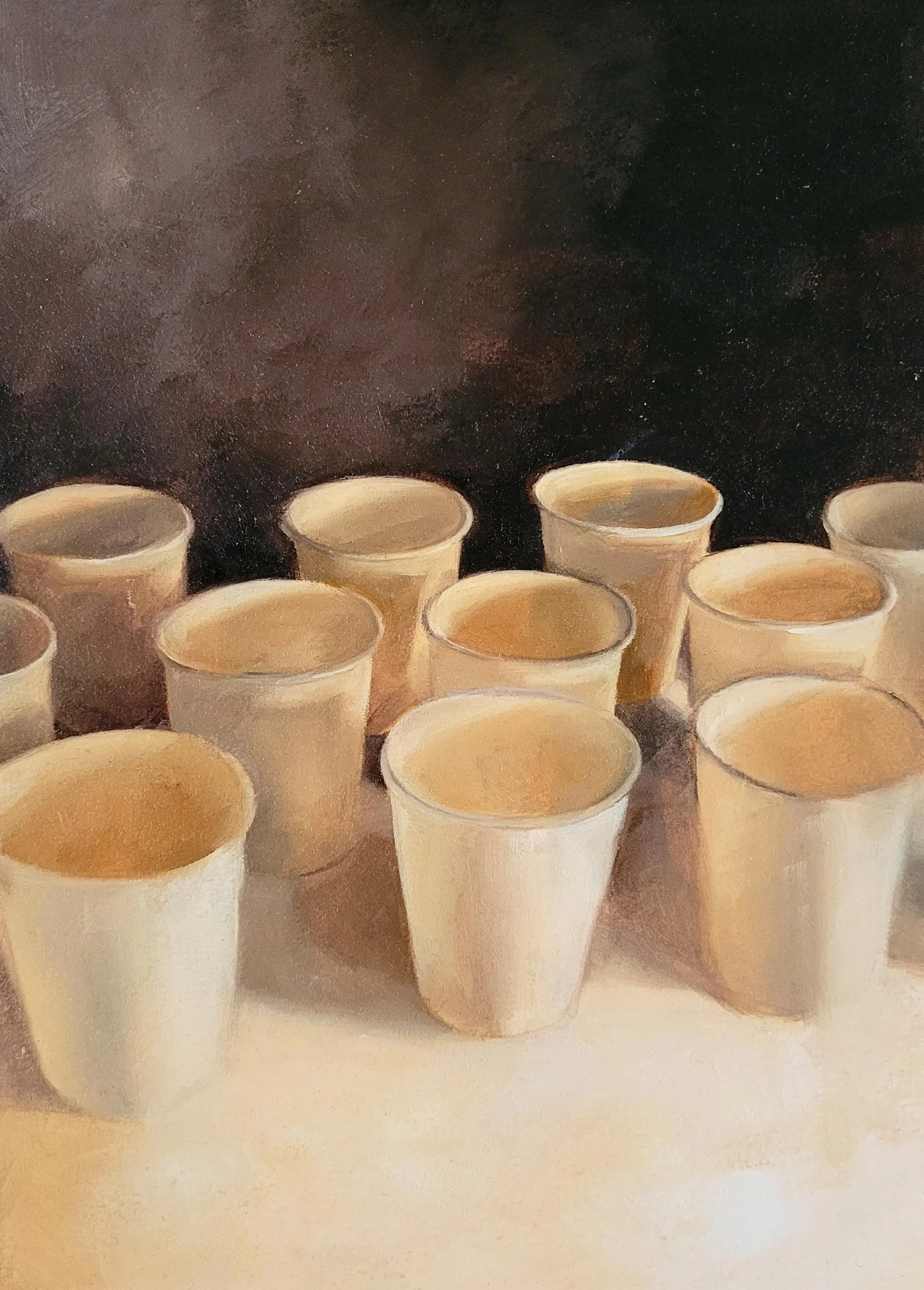 Eleven Cups, 28.8 x 20.8 cms, Oil on Paper