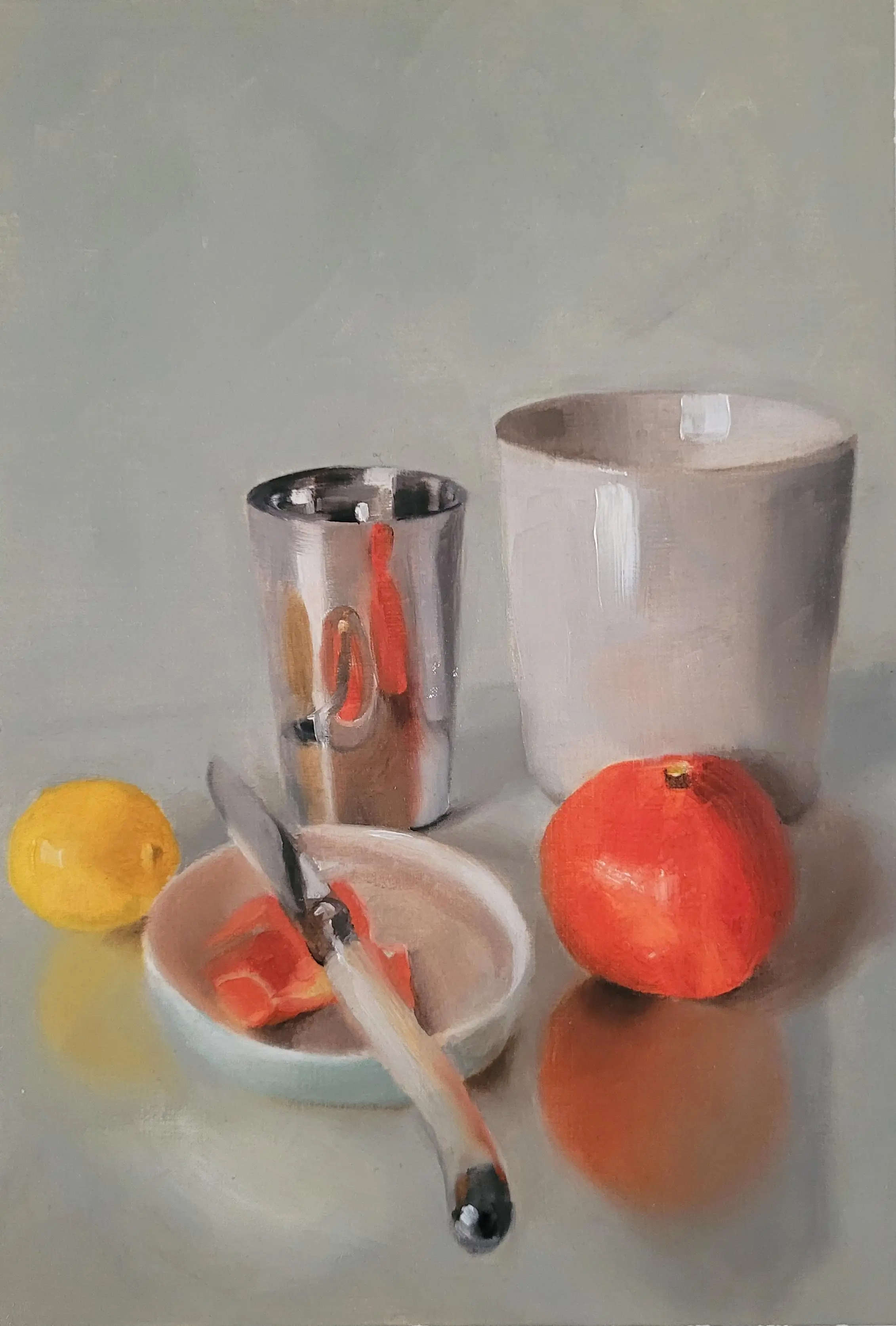 Mandarin & Lemon, 27.7 x 19 cms, Oil on Paper